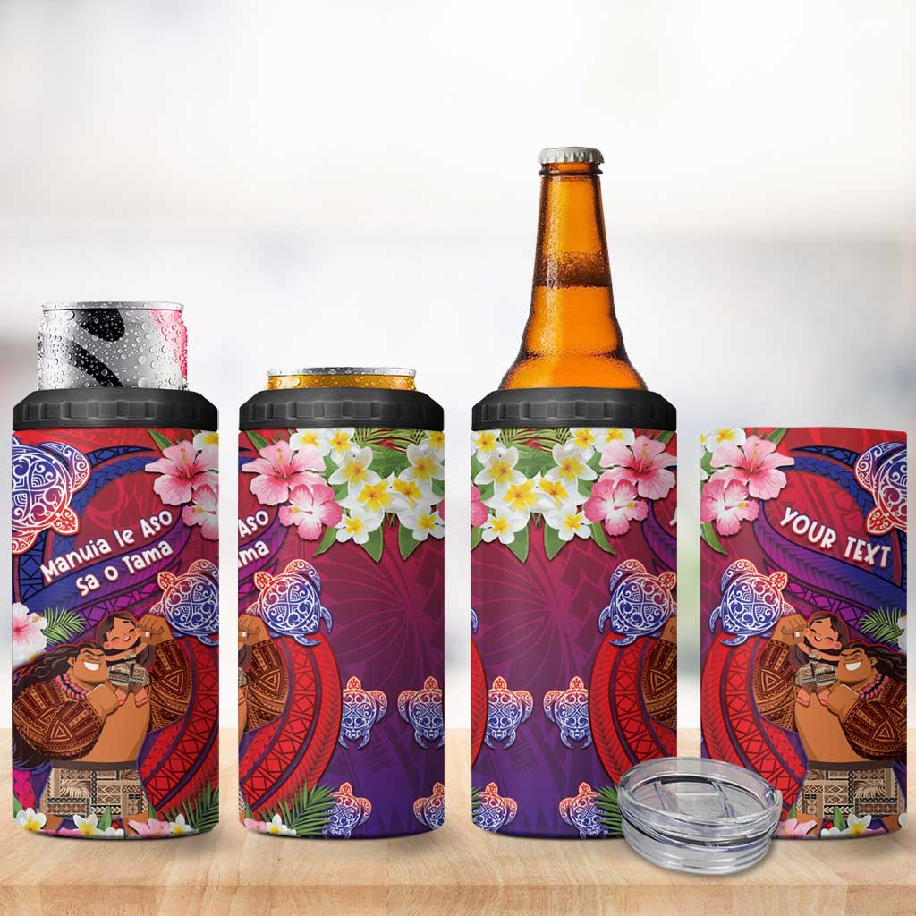 Personalised Samoa Father's Day 4 in 1 Can Cooler Tumbler Happy Father And Child DT04 - Polynesian Pride