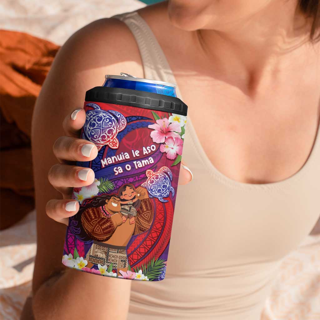 Personalised Samoa Father's Day 4 in 1 Can Cooler Tumbler Happy Father And Child DT04 - Polynesian Pride