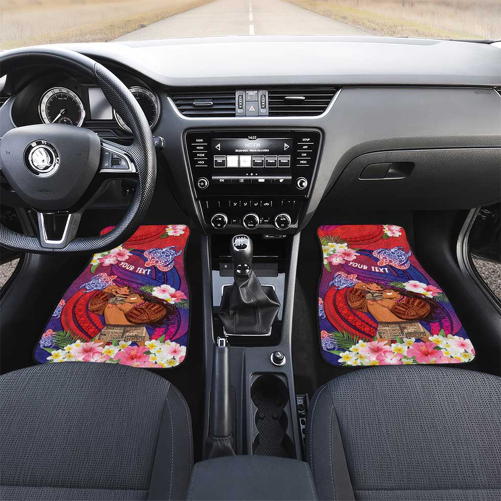 Samoa Father's Day Car Mats Happy Father And Child DT04 Set 2pcs - Front Red - Polynesian Pride
