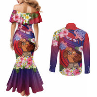 Personalised Samoa Father's Day Couples Matching Mermaid Dress and Long Sleeve Button Shirt Happy Father And Child DT04 - Polynesian Pride