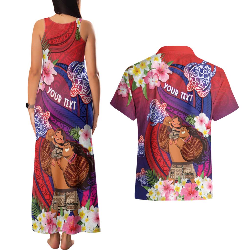 Personalised Samoa Father's Day Couples Matching Tank Maxi Dress and Hawaiian Shirt Happy Father And Child DT04 - Polynesian Pride