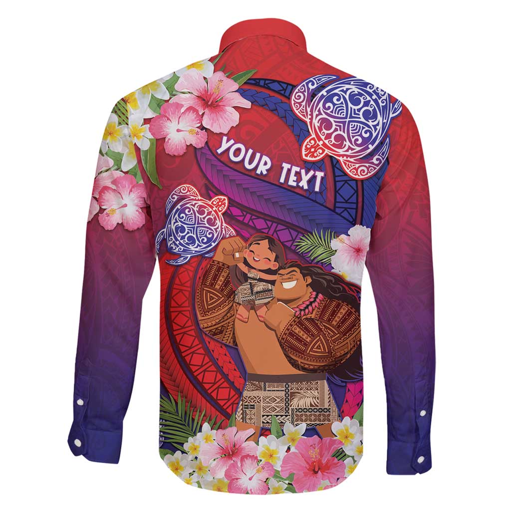 Personalised Samoa Father's Day Family Matching Long Sleeve Bodycon Dress and Hawaiian Shirt Happy Father And Child