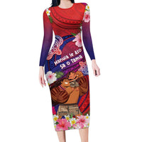 Personalised Samoa Father's Day Family Matching Long Sleeve Bodycon Dress and Hawaiian Shirt Happy Father And Child