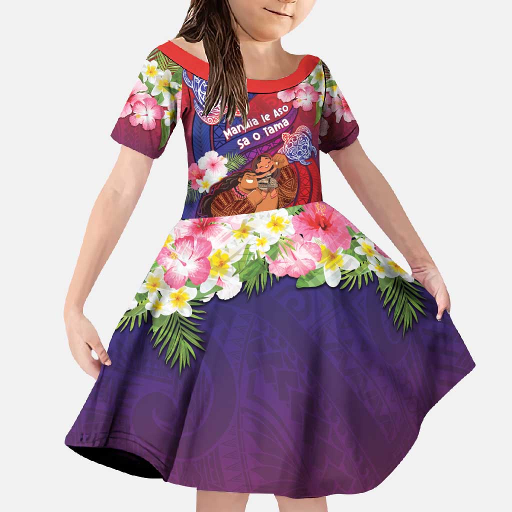 Personalised Samoa Father's Day Family Matching Off Shoulder Maxi Dress and Hawaiian Shirt Happy Father And Child