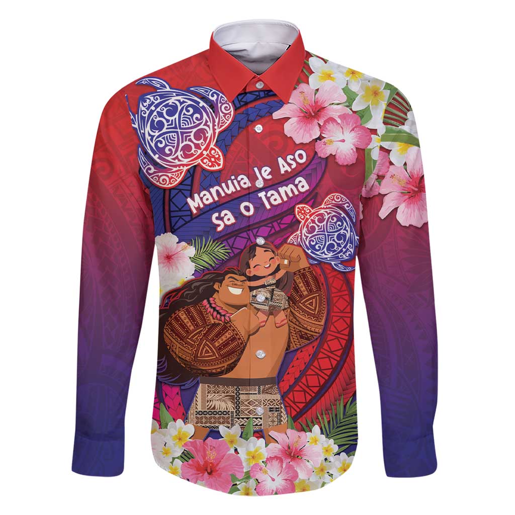 Personalised Samoa Father's Day Family Matching Short Sleeve Bodycon Dress and Hawaiian Shirt Happy Father And Child