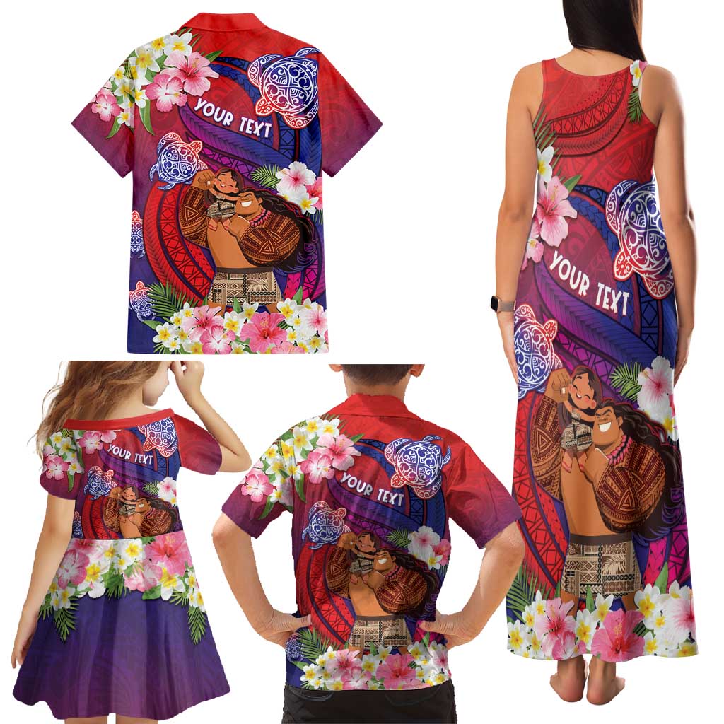 Personalised Samoa Father's Day Family Matching Tank Maxi Dress and Hawaiian Shirt Happy Father And Child