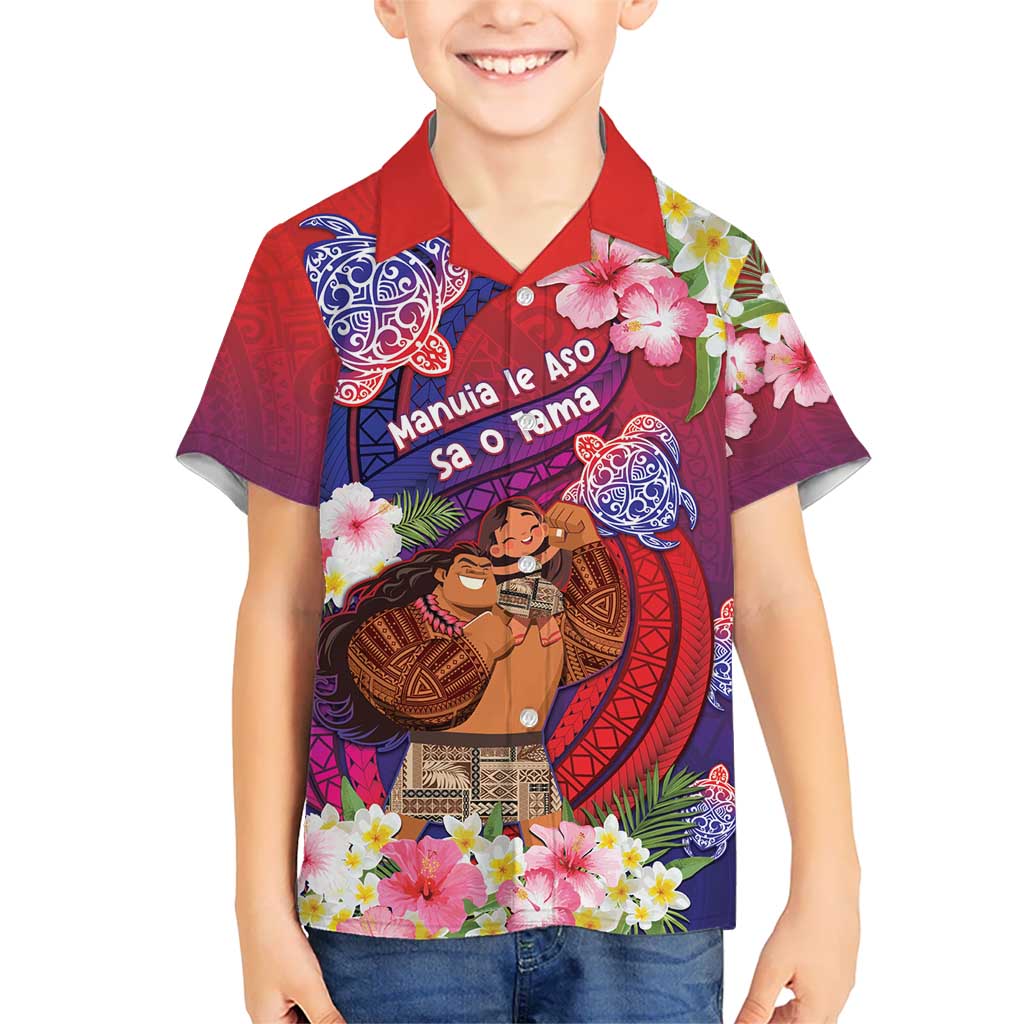 Personalised Samoa Father's Day Kid Hawaiian Shirt Happy Father And Child DT04 Kid Red - Polynesian Pride