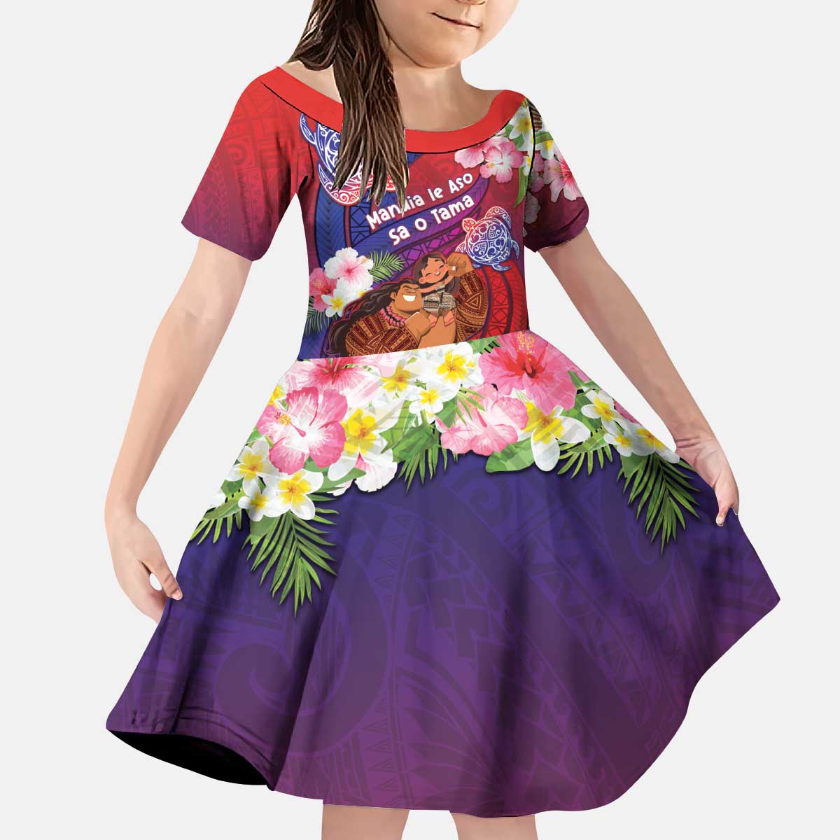 Personalised Samoa Father's Day Kid Short Sleeve Dress Happy Father And Child