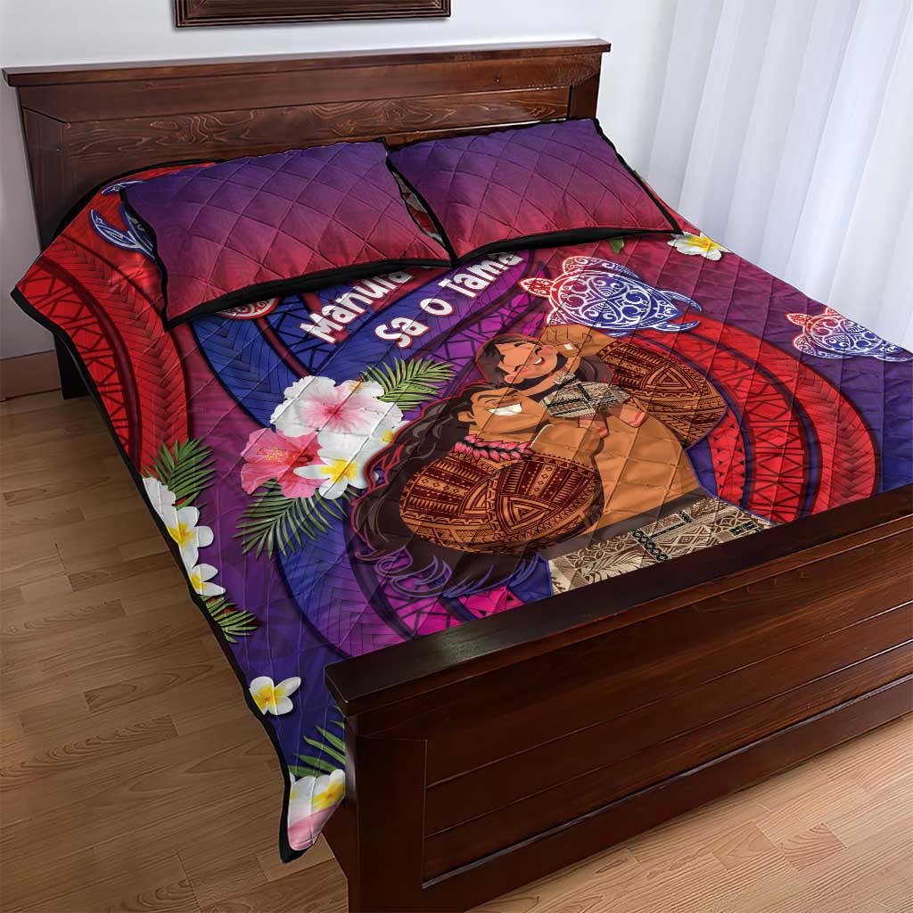 Samoa Father's Day Quilt Bed Set Happy Father And Child DT04 - Polynesian Pride
