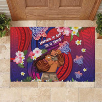 Samoa Father's Day Rubber Doormat Happy Father And Child DT04 Red - Polynesian Pride