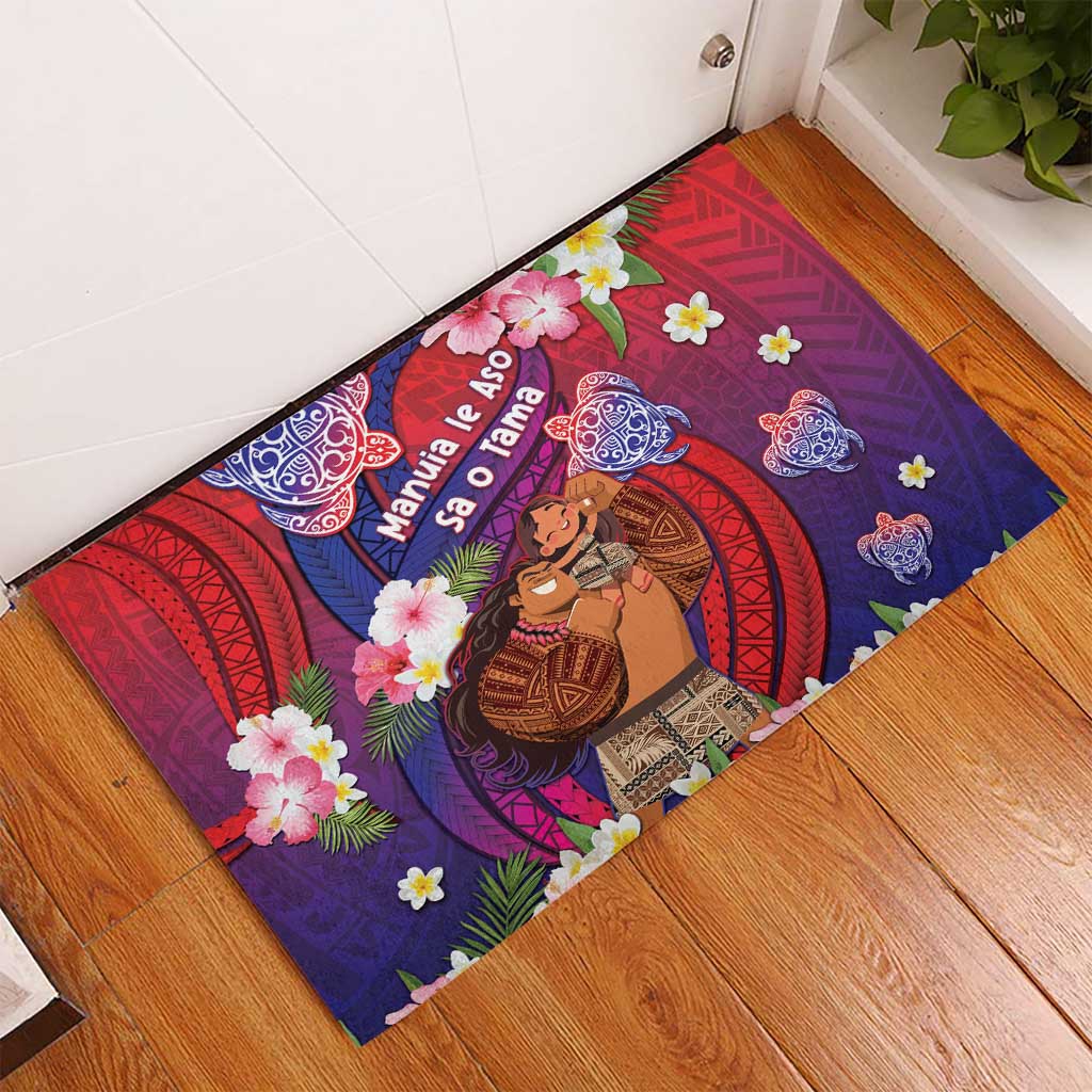 Samoa Father's Day Rubber Doormat Happy Father And Child DT04 - Polynesian Pride