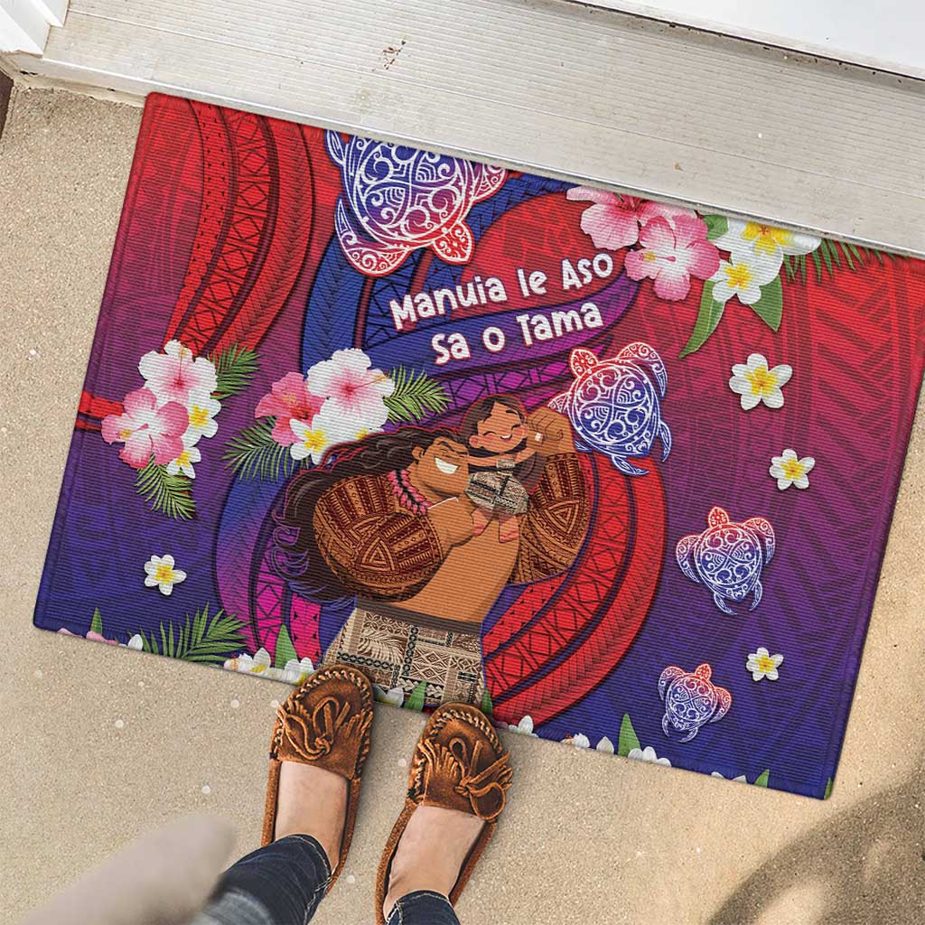 Samoa Father's Day Rubber Doormat Happy Father And Child DT04 - Polynesian Pride