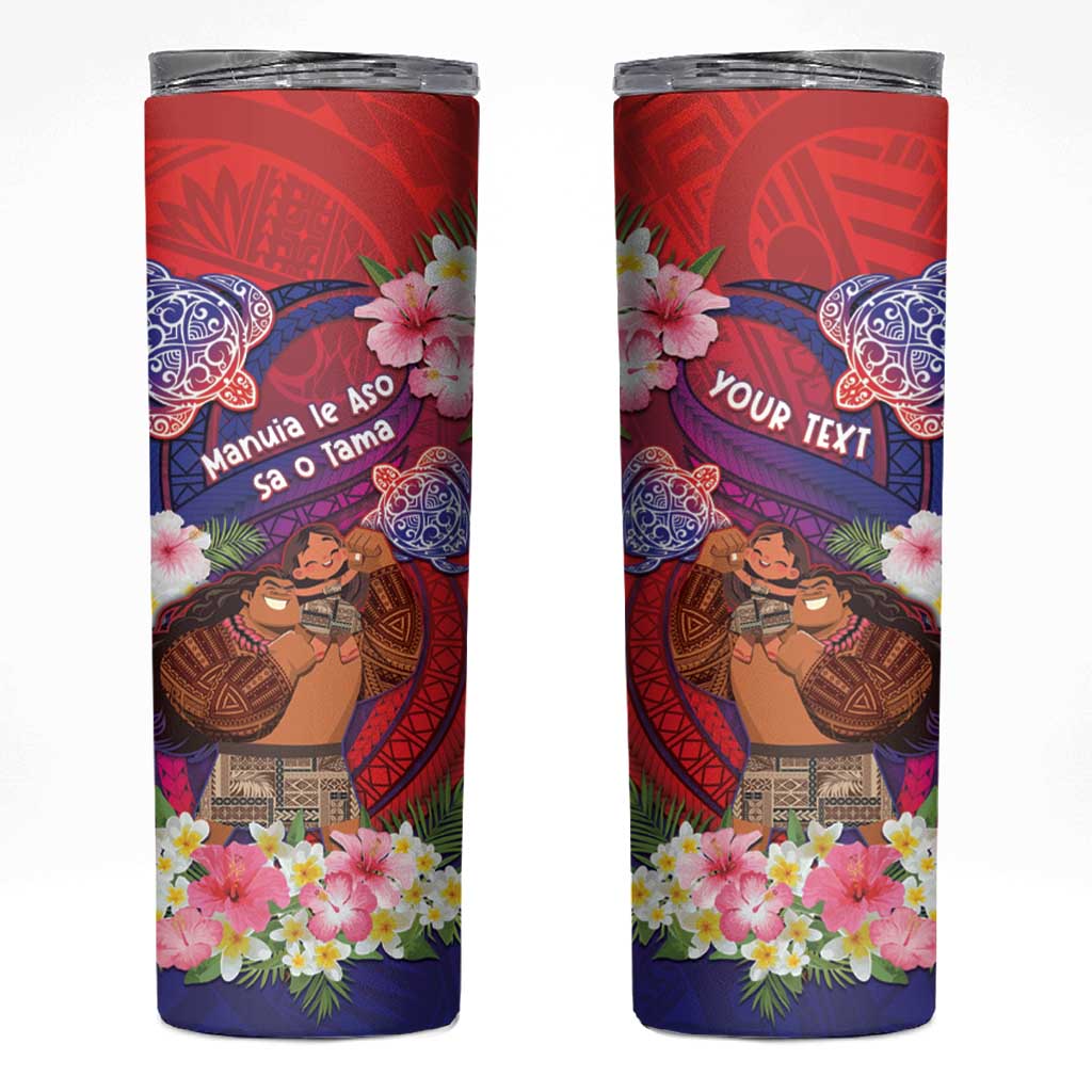 Personalised Samoa Father's Day Skinny Tumbler Happy Father And Child