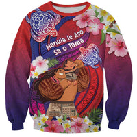Personalised Samoa Father's Day Sweatshirt Happy Father And Child DT04 Unisex Red - Polynesian Pride