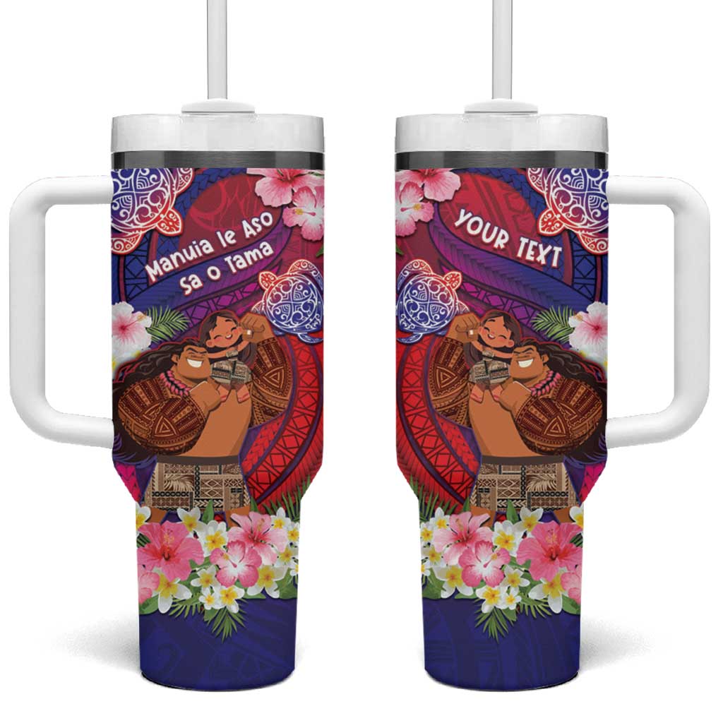 Personalised Samoa Father's Day Tumbler With Handle Happy Father And Child