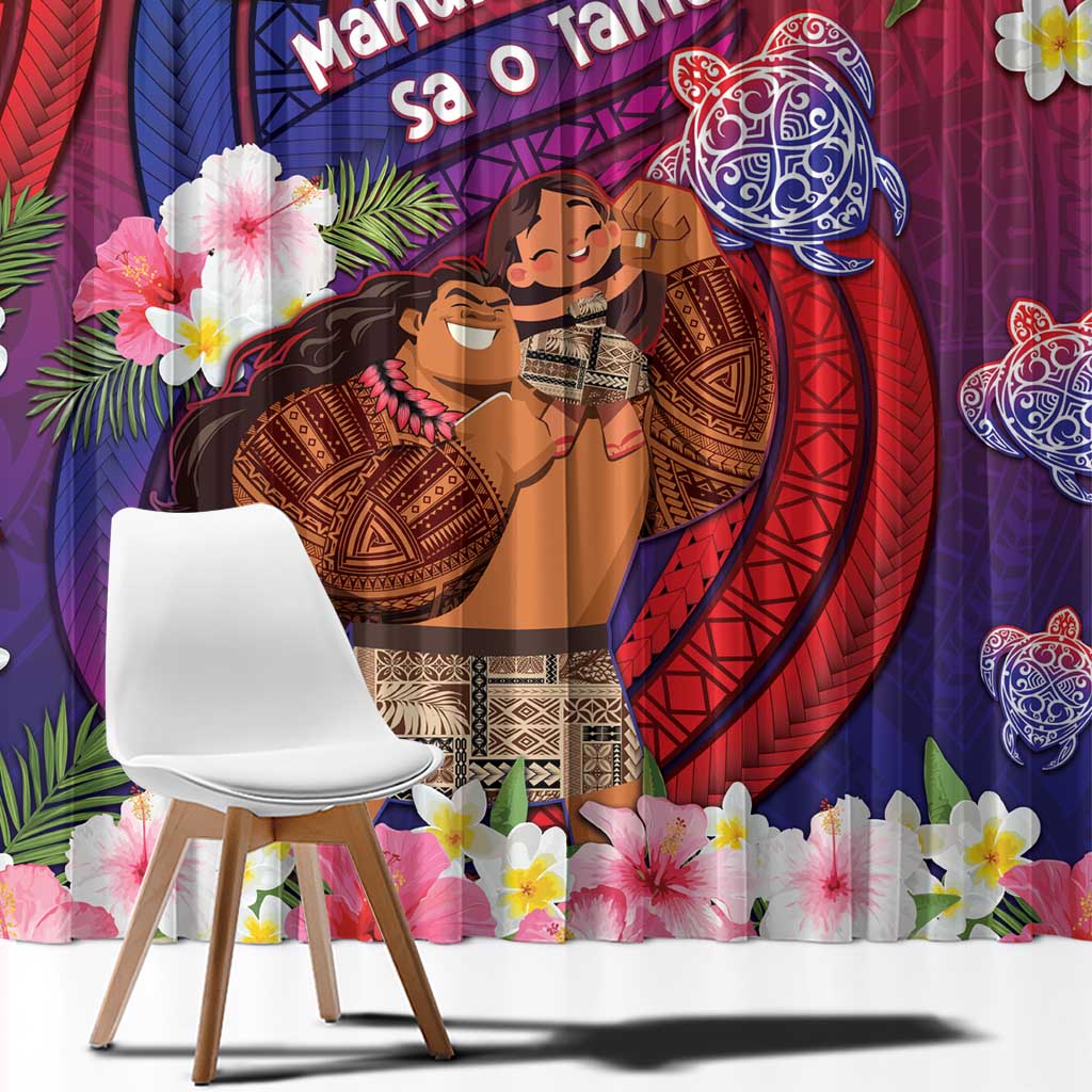 Samoa Father's Day Window Curtain Happy Father And Child DT04 - Polynesian Pride