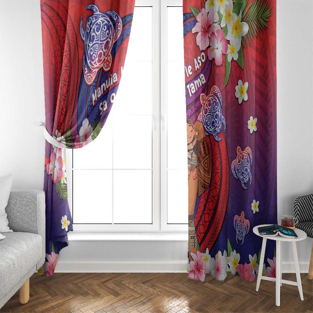 Samoa Father's Day Window Curtain Happy Father And Child DT04 - Polynesian Pride