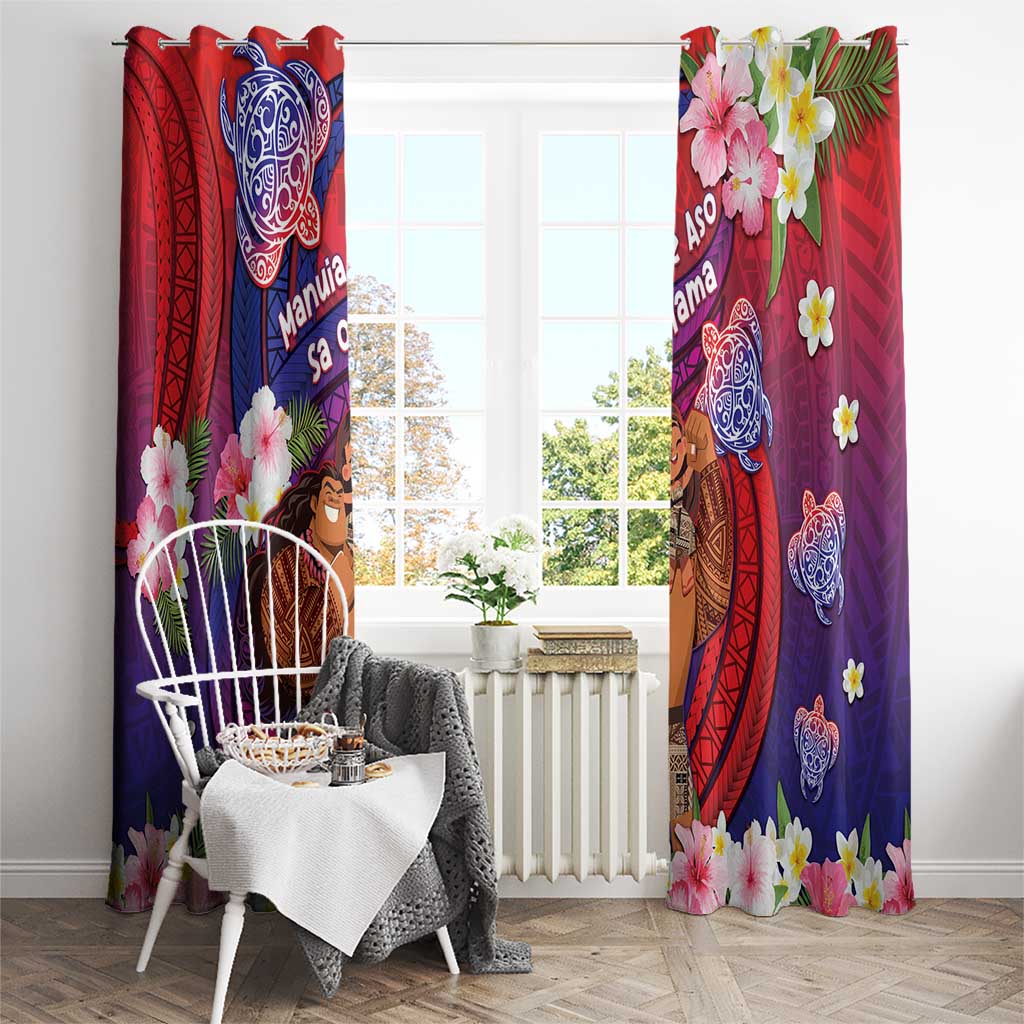 Samoa Father's Day Window Curtain Happy Father And Child DT04 - Polynesian Pride