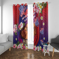 Samoa Father's Day Window Curtain Happy Father And Child DT04 With Grommets Red - Polynesian Pride