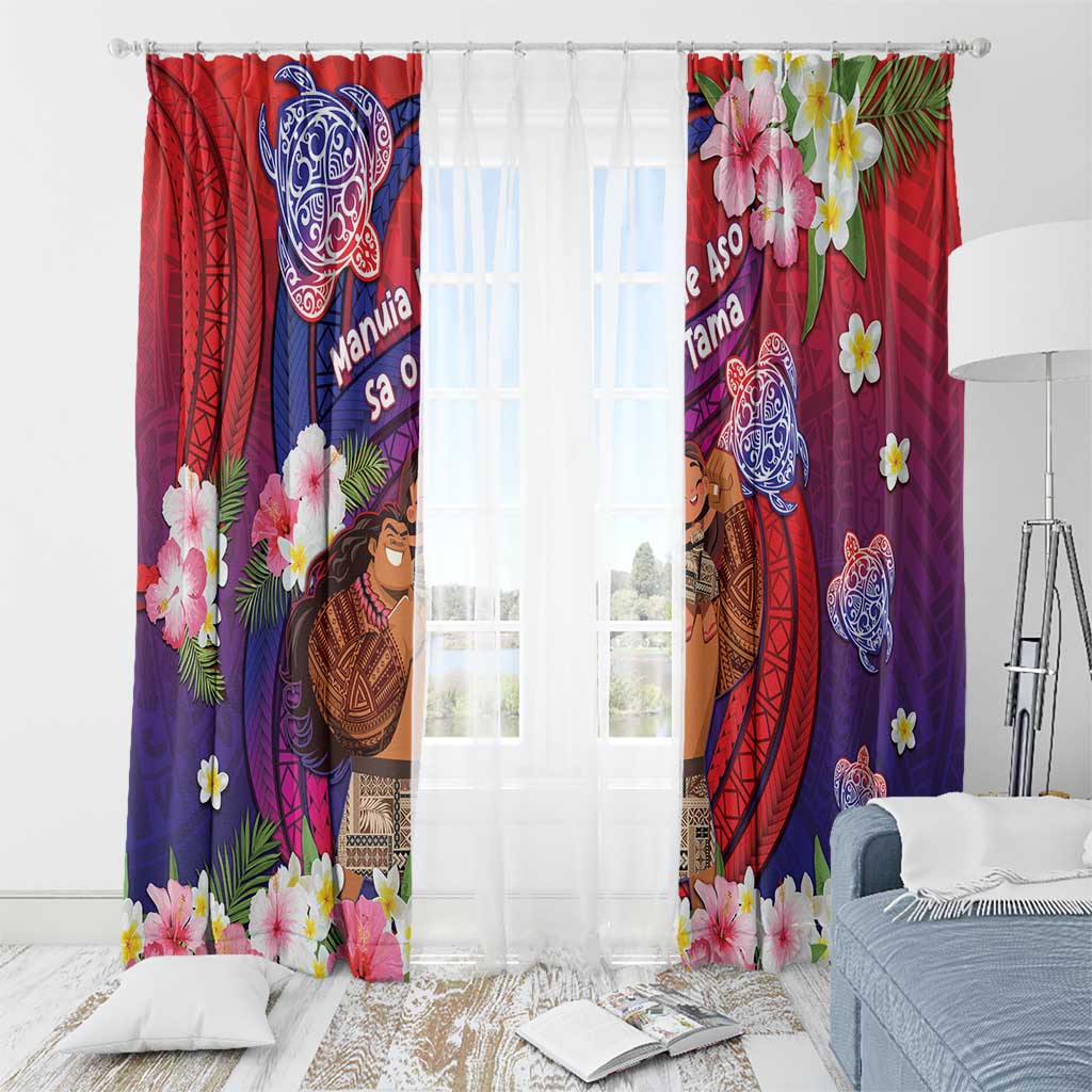 Samoa Father's Day Window Curtain Happy Father And Child DT04 - Polynesian Pride