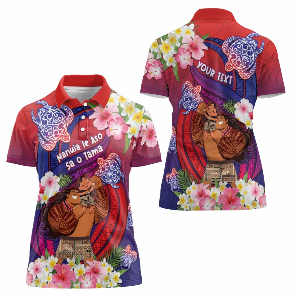 Personalised Samoa Father's Day Women Polo Shirt Happy Father And Child