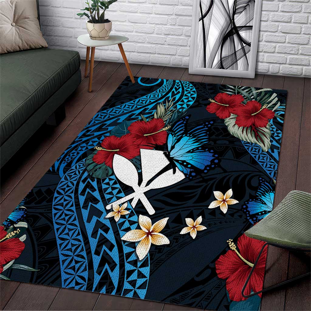 Hawaii Butterfly Area Rug Kanaka Maoli Mix Hibiscus