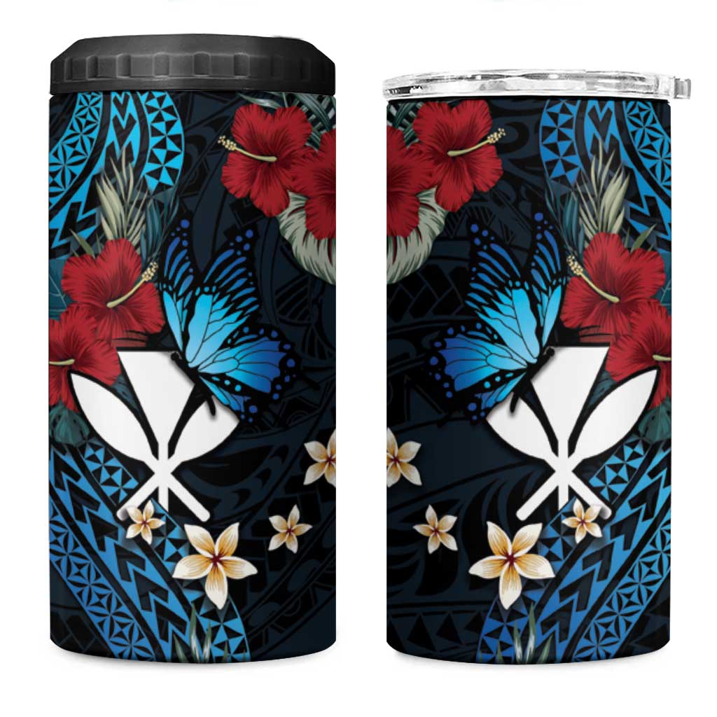 Hawaii Butterfly 4 in 1 Can Cooler Tumbler Kanaka Maoli Mix Hibiscus