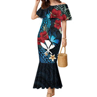 Hawaii Butterfly Family Matching Mermaid Dress and Hawaiian Shirt Kanaka Maoli Mix Hibiscus