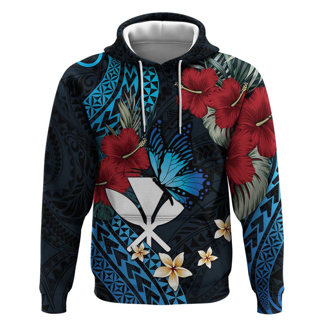 Hawaii Butterfly Hoodie Kanaka Maoli Mix Hibiscus