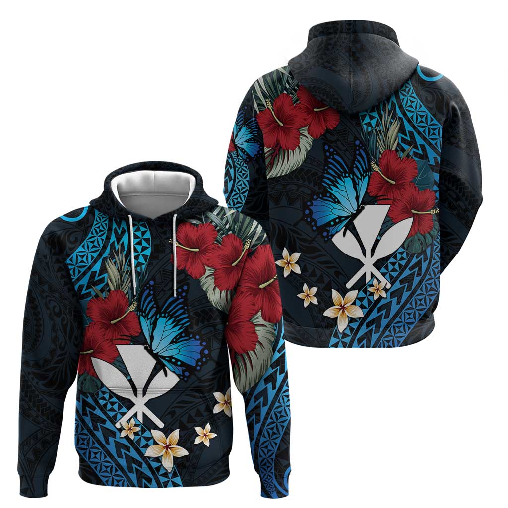 Hawaii Butterfly Hoodie Kanaka Maoli Mix Hibiscus
