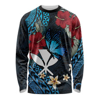 Hawaii Butterfly Long Sleeve Shirt Kanaka Maoli Mix Hibiscus