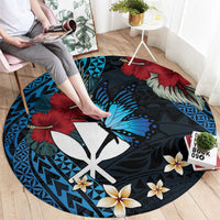 Hawaii Butterfly Round Carpet Kanaka Maoli Mix Hibiscus