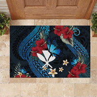Hawaii Butterfly Rubber Doormat Kanaka Maoli Mix Hibiscus
