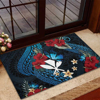 Hawaii Butterfly Rubber Doormat Kanaka Maoli Mix Hibiscus