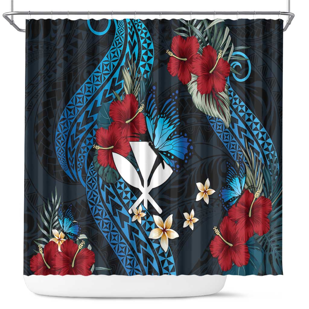 Hawaii Butterfly Shower Curtain Kanaka Maoli Mix Hibiscus