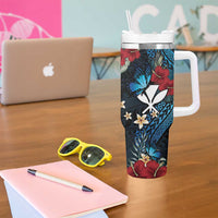 Hawaii Butterfly Tumbler With Handle Kanaka Maoli Mix Hibiscus