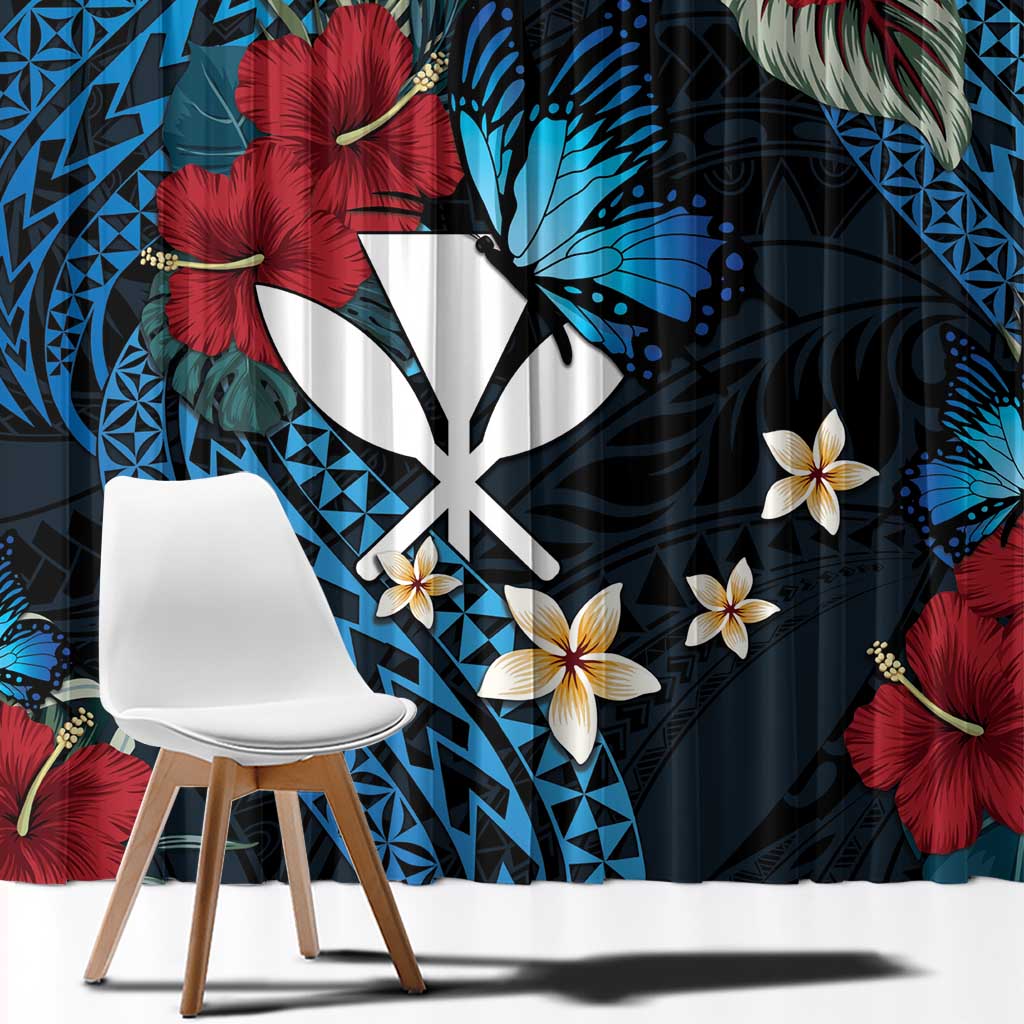 Hawaii Butterfly Window Curtain Kanaka Maoli Mix Hibiscus