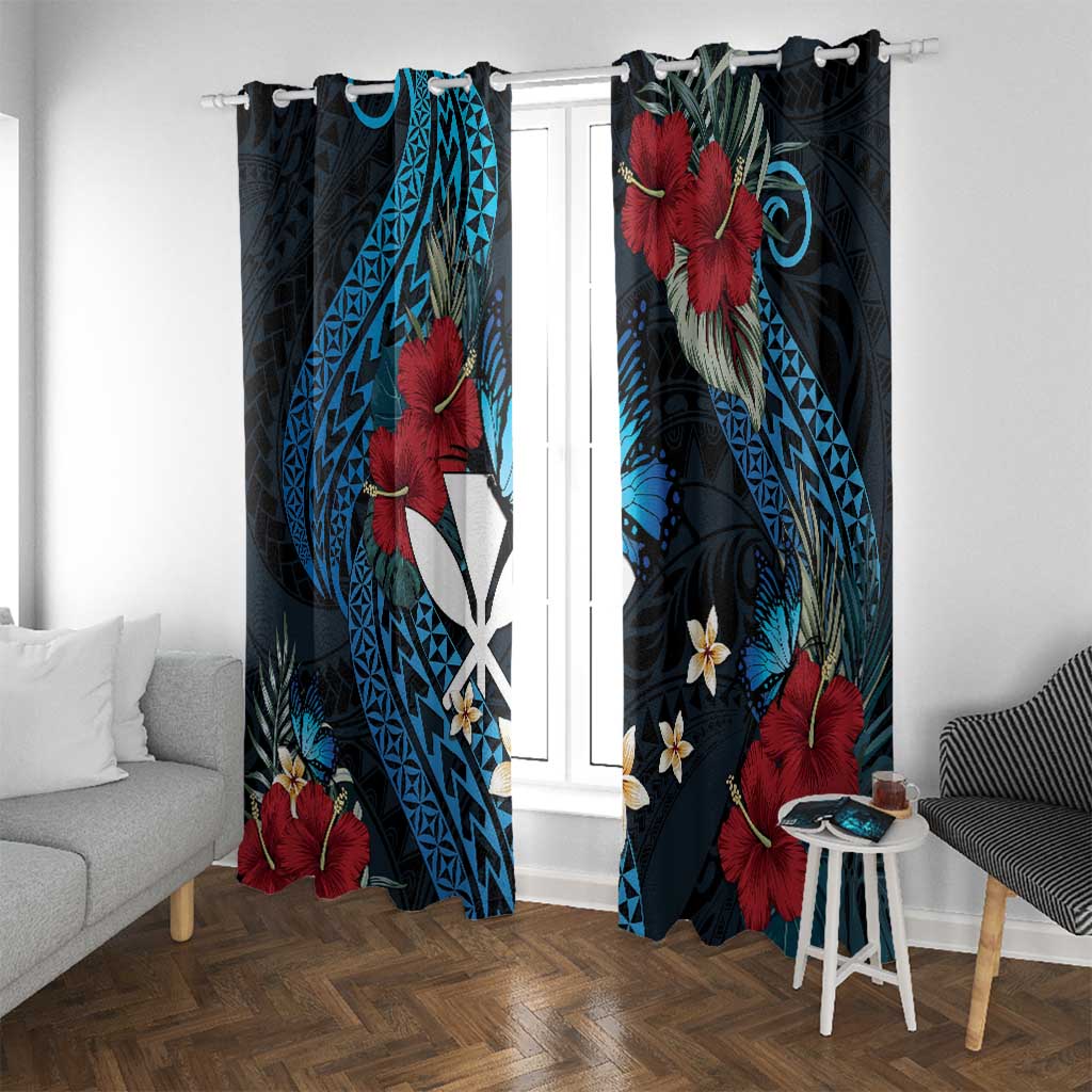 Hawaii Butterfly Window Curtain Kanaka Maoli Mix Hibiscus