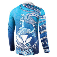 Hawaii Button Sweatshirt Turtle With Hammerhead Shark Oceanic DT04 - Polynesian Pride