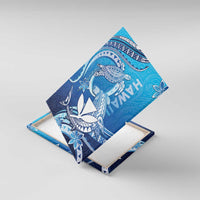 Hawaii Canvas Wall Art Turtle With Hammerhead Shark Oceanic DT04 With Frame Blue - Polynesian Pride