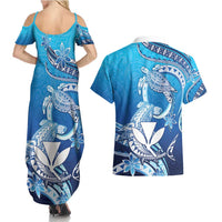Hawaii Couples Matching Summer Maxi Dress and Hawaiian Shirt Turtle With Hammerhead Shark Oceanic DT04 - Polynesian Pride
