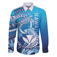 Hawaii Family Matching Long Sleeve Bodycon Dress and Hawaiian Shirt Turtle With Hammerhead Shark Oceanic