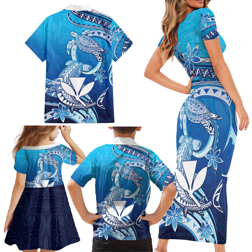 Hawaii Family Matching Short Sleeve Bodycon Dress and Hawaiian Shirt Turtle With Hammerhead Shark Oceanic