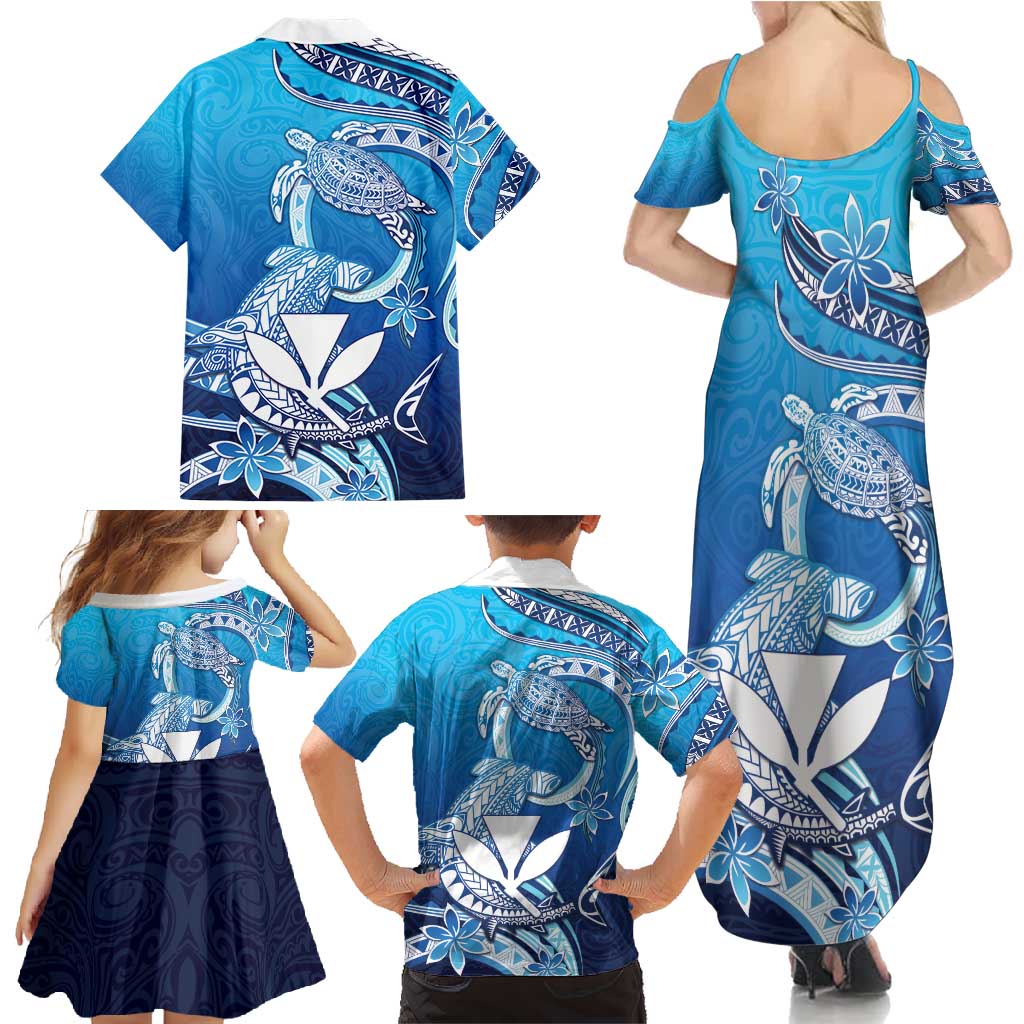 Hawaii Family Matching Summer Maxi Dress and Hawaiian Shirt Turtle With Hammerhead Shark Oceanic