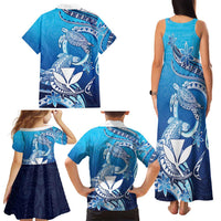 Hawaii Family Matching Tank Maxi Dress and Hawaiian Shirt Turtle With Hammerhead Shark Oceanic