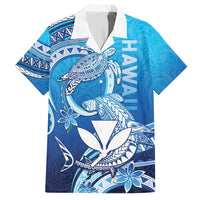 Hawaii Hawaiian Shirt Turtle With Hammerhead Shark Oceanic DT04 Blue - Polynesian Pride