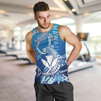 Hawaii Men Tank Top Turtle With Hammerhead Shark Oceanic DT04 Blue - Polynesian Pride