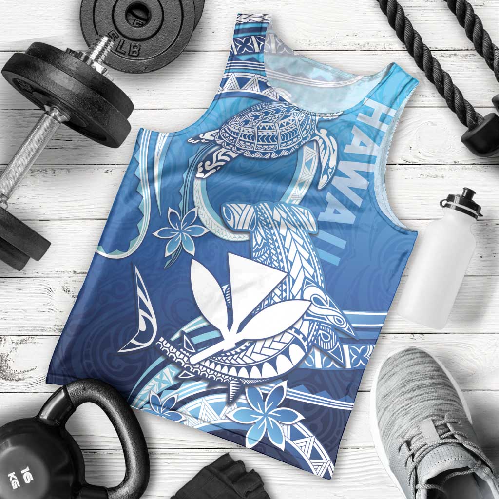 Hawaii Men Tank Top Turtle With Hammerhead Shark Oceanic DT04 - Polynesian Pride