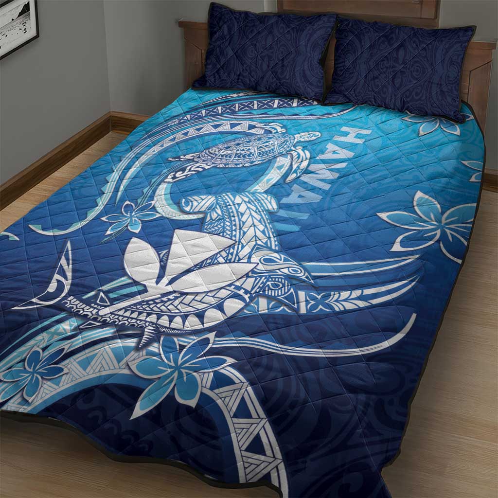 Hawaii Quilt Bed Set Turtle With Hammerhead Shark Oceanic