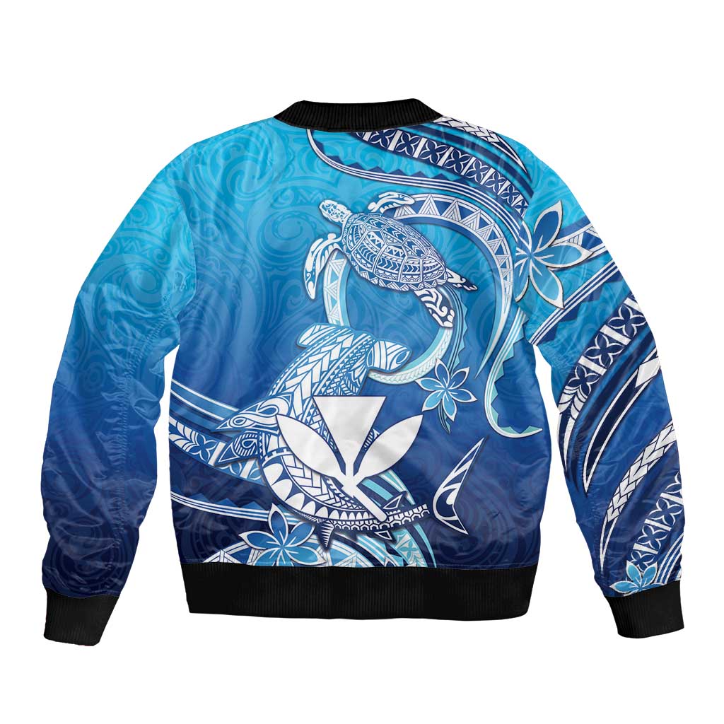 Hawaii Sleeve Zip Bomber Jacket Turtle With Hammerhead Shark Oceanic